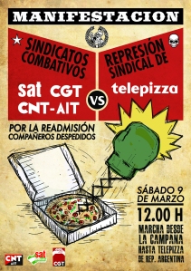manifestacion 9 Marzo Sevilla contra Telepizza